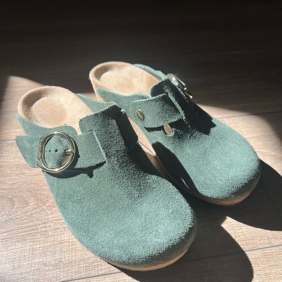 Papillio Shoes - Papillio Forest Green Suede Clogs